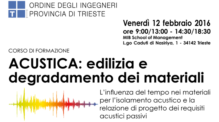 Corso di formazione – ACUSTICA: edilizia e degradamento dei materiali